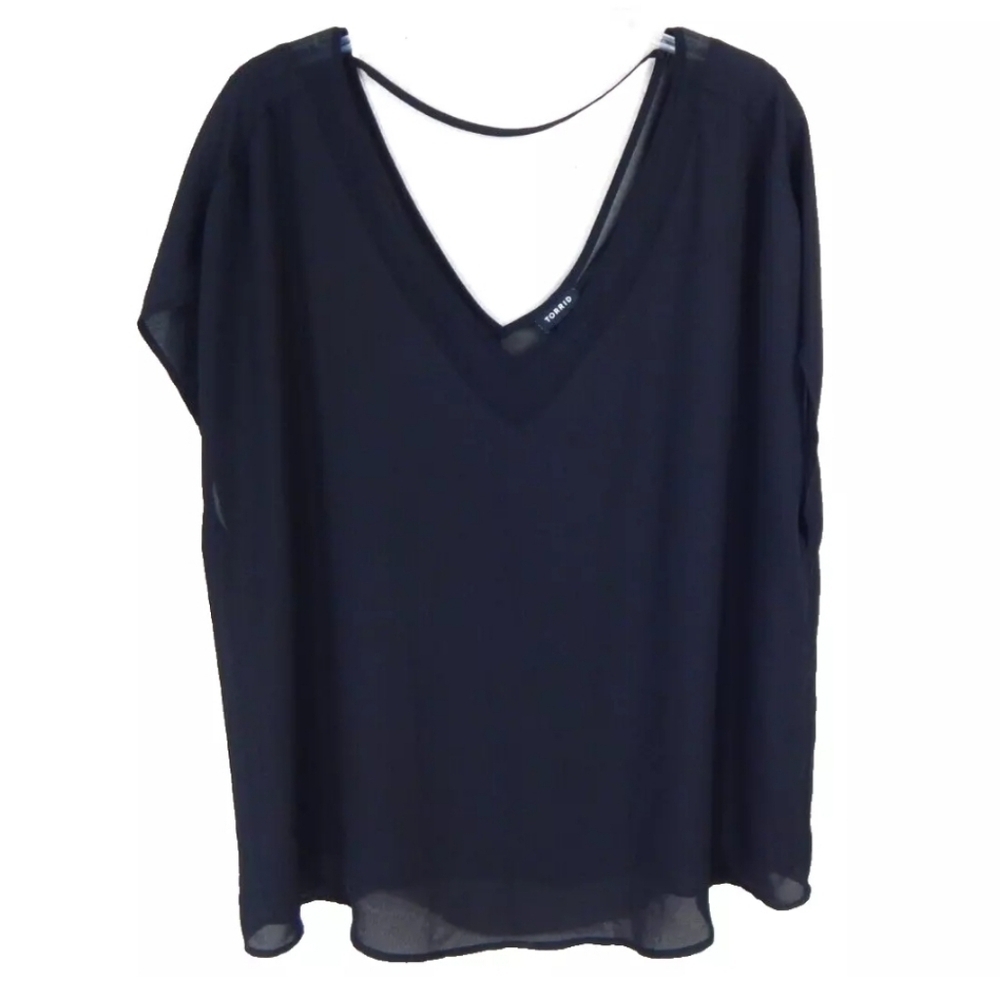 Torrid Black Georgette V-Neck Top